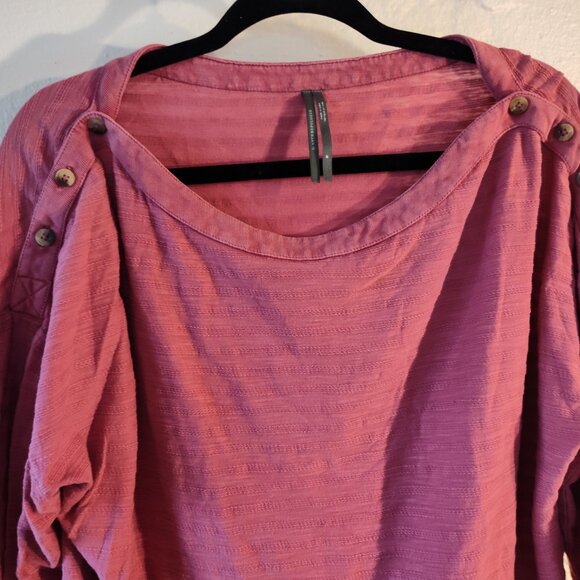 Anthropologie Blush Pink Off the Shoulder Long Sleeve Button Accents Blouse M - Picture 10 of 12